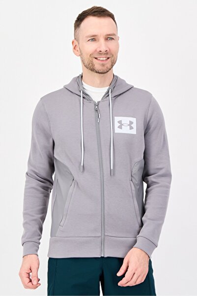 Under Armour Men Loose Fit Long Sleeve Outdoor Full Zip Hoodie, Grey