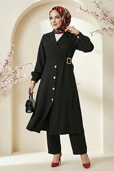 ModaMerve Toka Detaylı Dabıl Takım 2030FON792-MS Siyah