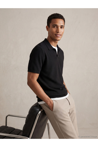 LC Waikiki Rmz Gi̇yi̇m Farkiyla Devrik Roba Collar Short Sleeve Men's Knitwea...