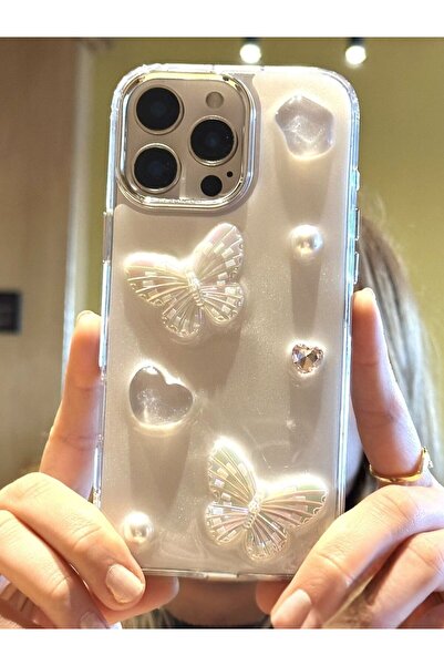 Paladyum Case حافظة إيبوكسي ثلاثية الأبعاد على شكل فراشة متوافقة مع آيفون 16 برو