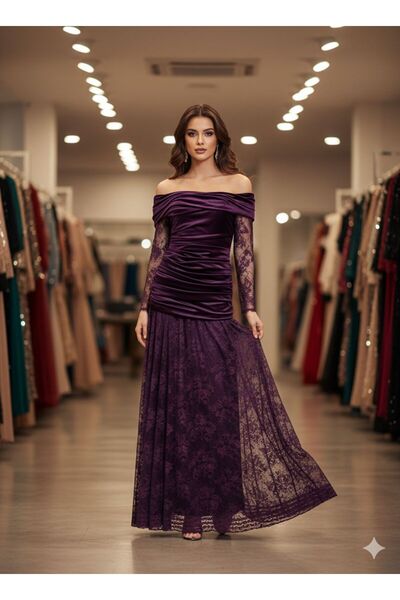 Pyramid masterpieces فستان دانتيل طويل