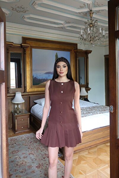 KECHİ WOMAN Double Fabric Buttoned Ruffle Dress