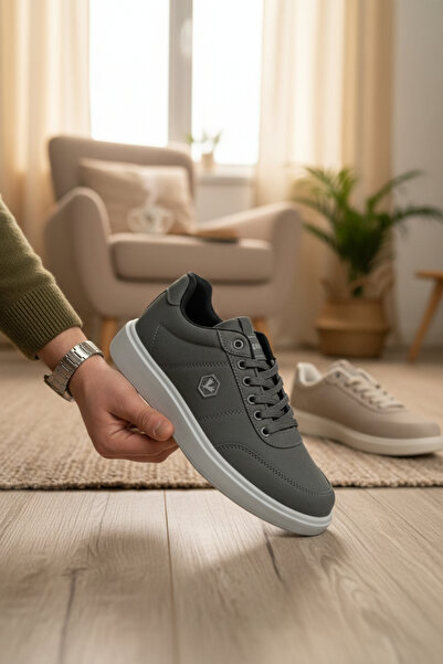 enoch حذاء رياضي كاجوال للرجال من إينوخ بتفاصيل من القماش ونعل مرن مزين بالزخ...