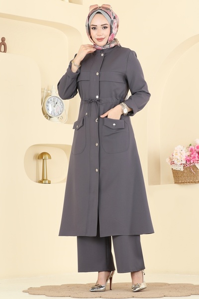 ModaMerve Beli Tünelli Dabıl Takım PL9205-MS Antrasit