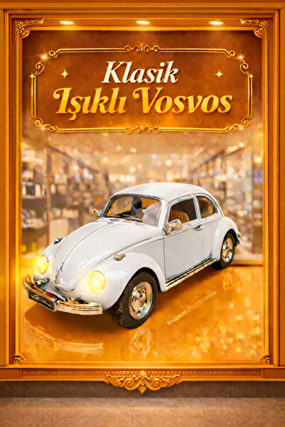 cayenna Nostaljik Beetle Vosvos Oyuncak Araba - 17cm Büyük Boy - Sesli Işıklı...