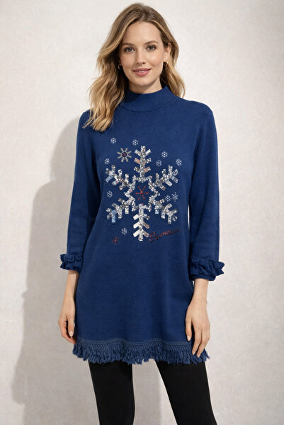 Kayra Sempre Рибарска яка с ресни и бродерии, плетена туника