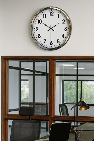 TakÇalıştır Chrome Elegance 52 cm Metal Modern Wall Clock