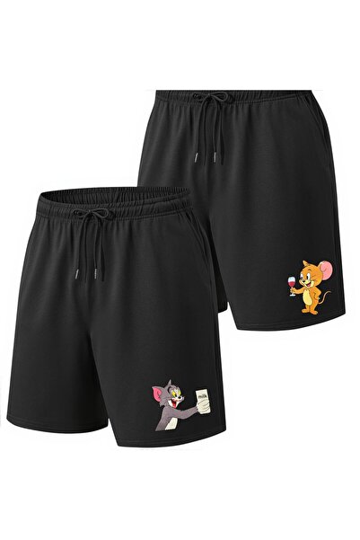 Eşofmancım Unisex Lover Couple Combination 2 Pieces Summer Printed Shorts