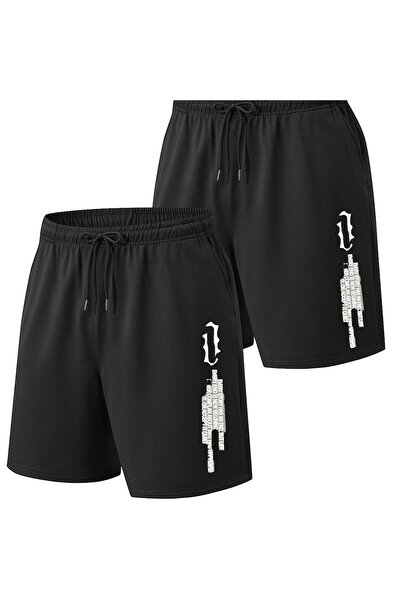 Eşofmancım Unisex 2 Pieces Summer Vertical Printed Shorts