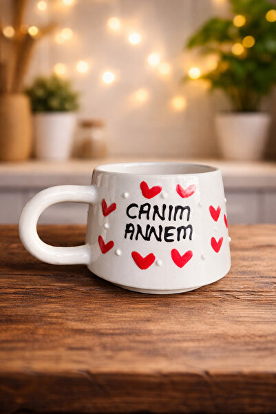 CEYU SERAMİK Special Coffee Cup for Mom with "My Dear Mom" Heart Design