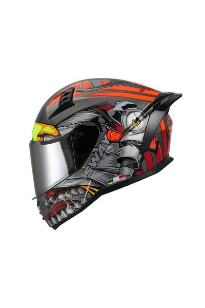 Sway SW 869 VENO Full Face Motosiklet Kaskı - Kırmızı Gri