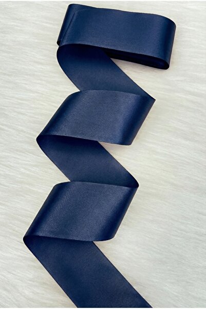 ZEYMERADE 6 cm Navy Blue Single-Sided Satin Ribbon 10 Meters, Bohça Dowry Eng...