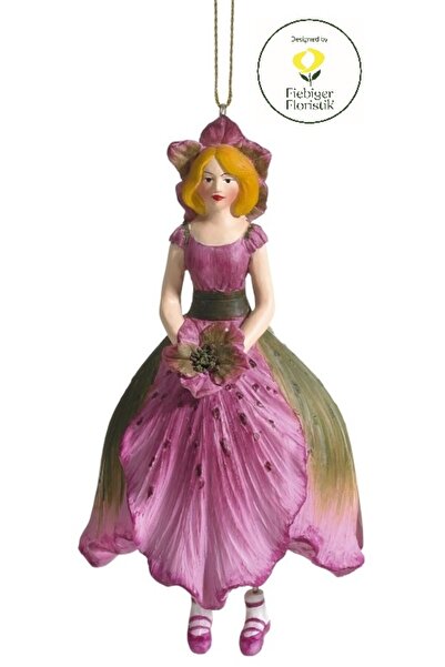 DecoDepot Figurină suspendată de Crăciun cu trandafir în formă de fetiță cu f...