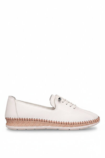 Voyager 8786 Women's Genuine Leather Casual Shoes Ecru