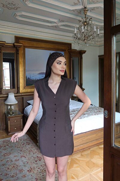 KECHİ WOMAN Tencel Fabric Buttoned Padded Shirt Dress