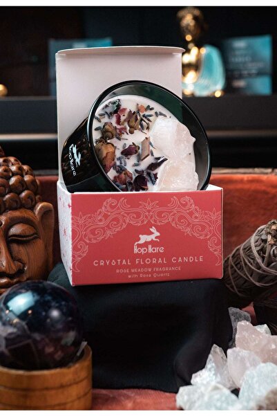 Namaruna Lumânare Hop Hare cu flori și cristale - Îndrăgostiți