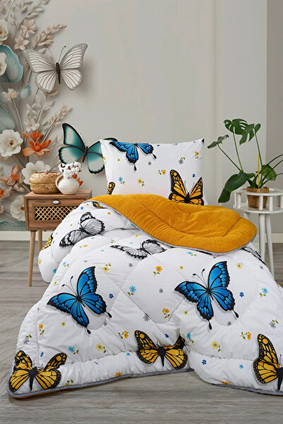 Çetinhome Single Patterned Welsoft Quilt Set (Without Sheets) Rüya Mustard