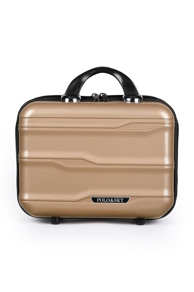 POLO&SKY Azra Model Gold Color Pp Polypropylene Unbreakable Makeup Bag Hand L...