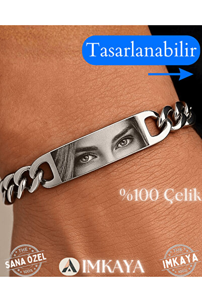 imkaya Kişiye Özel Bileklik %100 Çelik Unisex - Ayarlanabilir / Sevgililer Gü...