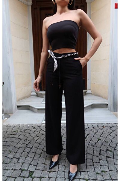 KECHİ WOMAN Polyviscose Fabric Belted Pants