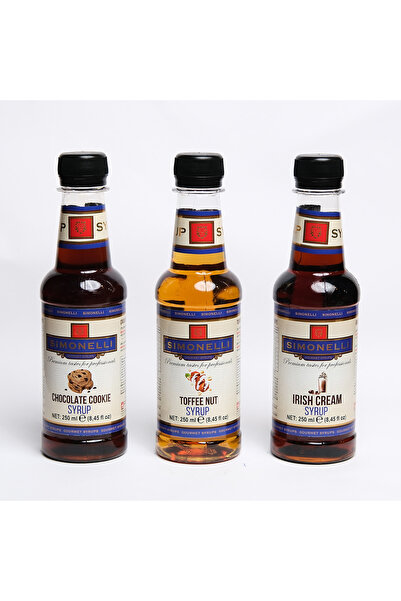 Simonelli Kahve ve Kokteyl Şurup Seti 3x250 ml – Chocolate Cookie, Toffee Nut...
