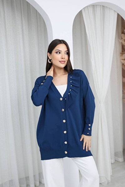 CLB COLLECTION Women's Knitwear Cardigan Long Length with Ruffle Detail at th...