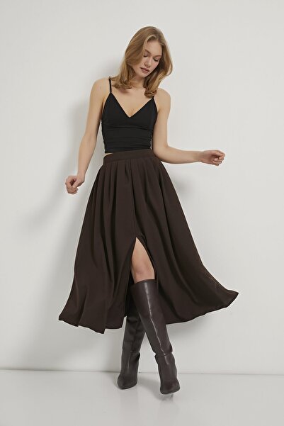 Arma Life Armalife 0444 Pleated Long Women's Skirt with Slit Detail