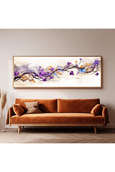 Dekorsiahome Ahşap Çerçeveli Panoramik Oturma Odası Salon Tablosu UZ0149