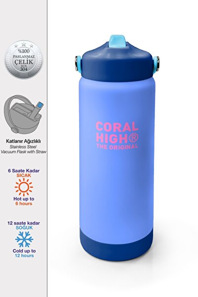 Coral High Milka Pembe Katlanır Ağızlıklı Çelik Termos 650 ml 38346