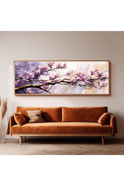 Dekorsiahome Ahşap Çerçeveli Panoramik Oturma Odası Salon Tablosu UZ0157