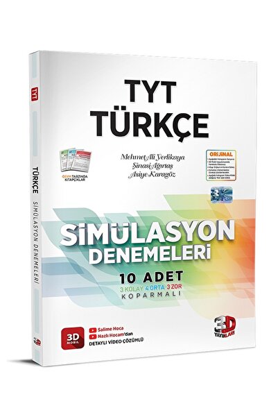 3D Yayınları 2026-2027 Müfredat TYT Türkçe Deneme Detaylı Video Çözümlü (Kola...