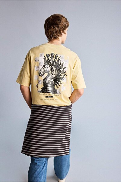 DeFacto 100% Cotton Boxy Fit Printed T-Shirt F8024Ax26Sp