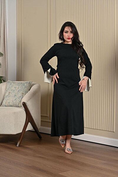 LEVAR فستان أسود ميدي