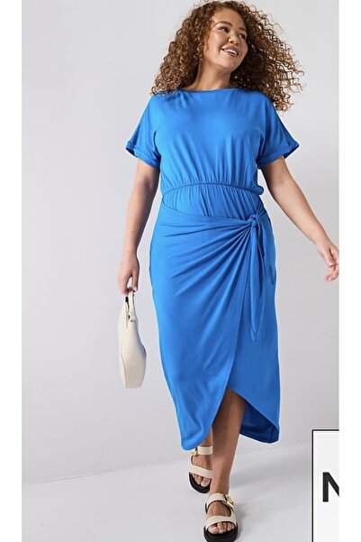 Merlot Plus Size Knitted Dress with Tie Detail