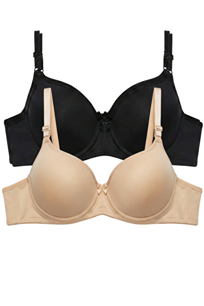 Laperissa Padded/Non-Padded Underwire Comfort Bra Set of Two Black/Nude