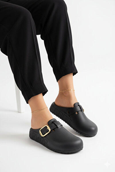 KAOF SHOES Women's Black Anatomical Sole Slippers Closed Front Soft Daily Sli...