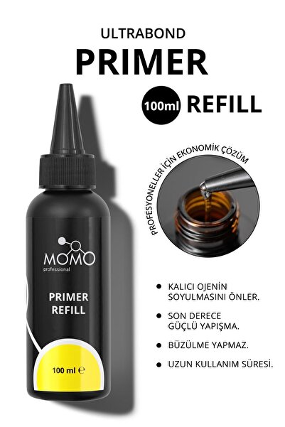 MOMO professional Primer 100 ml, Yedek Dolum Şişesi, Kalıcı oje ve Protez Tır...