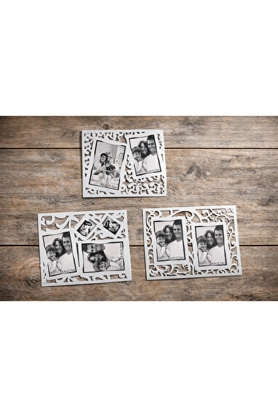 PARTİPORT 3’lü GRİ Dekoratif Duvar Fotoğraf Çerçevesi Seti – Yapışkanlı Moder...