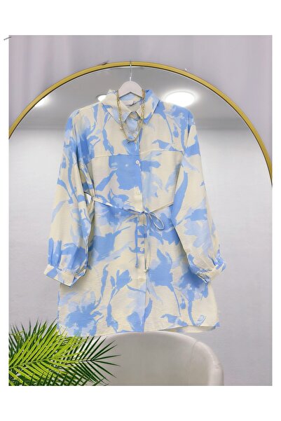 YEDİLALE Man.Go Fabric Lace-Up Flowered Tunic [80 cm Length]