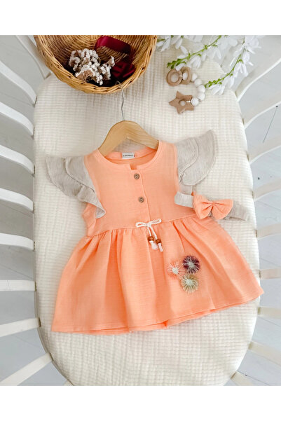 hümabebe 3 Floral Detailed Muslin Summer Baby Girl Dresses