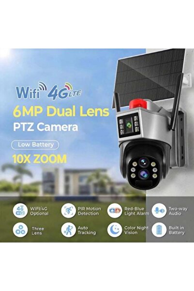 genric Solar Powered 4G Camera with Two Lenses