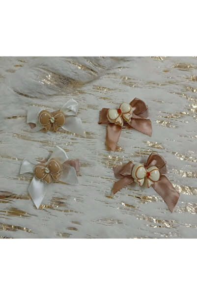 Lissa Aksesuar 4-Piece Bow Buckle Model Coffee and White Set