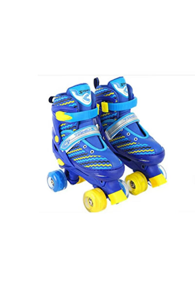 Leno حذاء تزلج رباعي احترافي قابل للتعديل، مقاس متوسط ​​(34-37) - أزرق