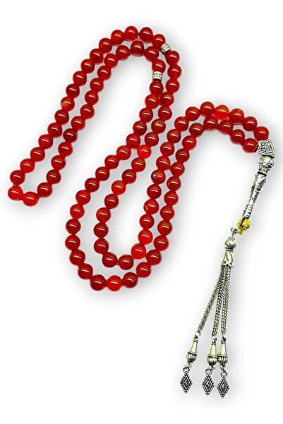 Hanedan Hediyelik سبحة صلاة من حجر العقيق البني الطبيعي 99 حبة (إضافة حرف خاص...