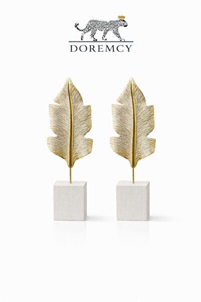 Doremcy Modern Yaprak Biblo 2’li Set Dekoratif Obje Salon Masa Üstü Ofis Deko...