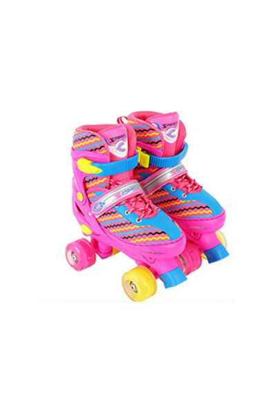 Leno حذاء تزلج رباعي احترافي قابل للتعديل، مقاس متوسط ​​(34-37) - وردي