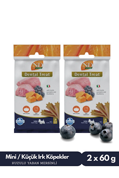 N&D Dental Treat Kuzulu Yaban Mersinli Mini Köpek Ödülü 60gx2 Diş Sağlığı Des...