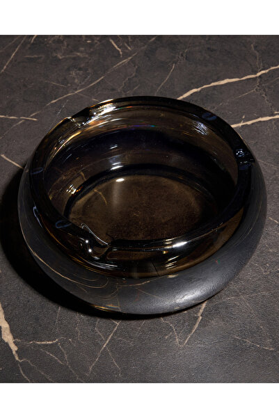 ofisbura Mono Dark Crystal Ashtray |   Smoked Glass |   Modern Desktop Decor