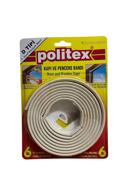 Veka Politex D Tipi Kapı Pencere Bandı 6 m – Kauçuk İzolasyon Fitili