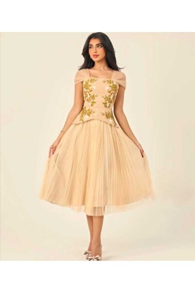 Masha ~ فستان سهره الخامه لينين تطريز كمبيوتر راقي تنوره بيليسيا بارزه جدا